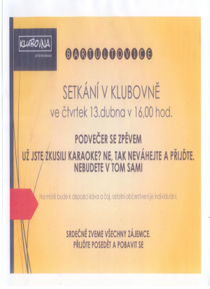Setkání v klubovně 13.4.2023-Bartultovice
